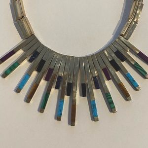 Vintage Silver Inlay Collar Necklace